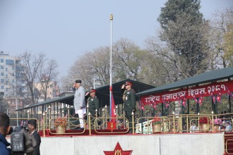 राष्ट्रिय प्रजातन्त्र दिवसका अवसरमा राष्ट्रपति पौडेल टुँडिखेलमा