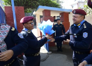 प्रहरी अतिरिक्त महानिरीक्षक टेक बहादुर तामाङलाई जिल्ला प्रहरी परिसर ललितपुरमा स्वागत